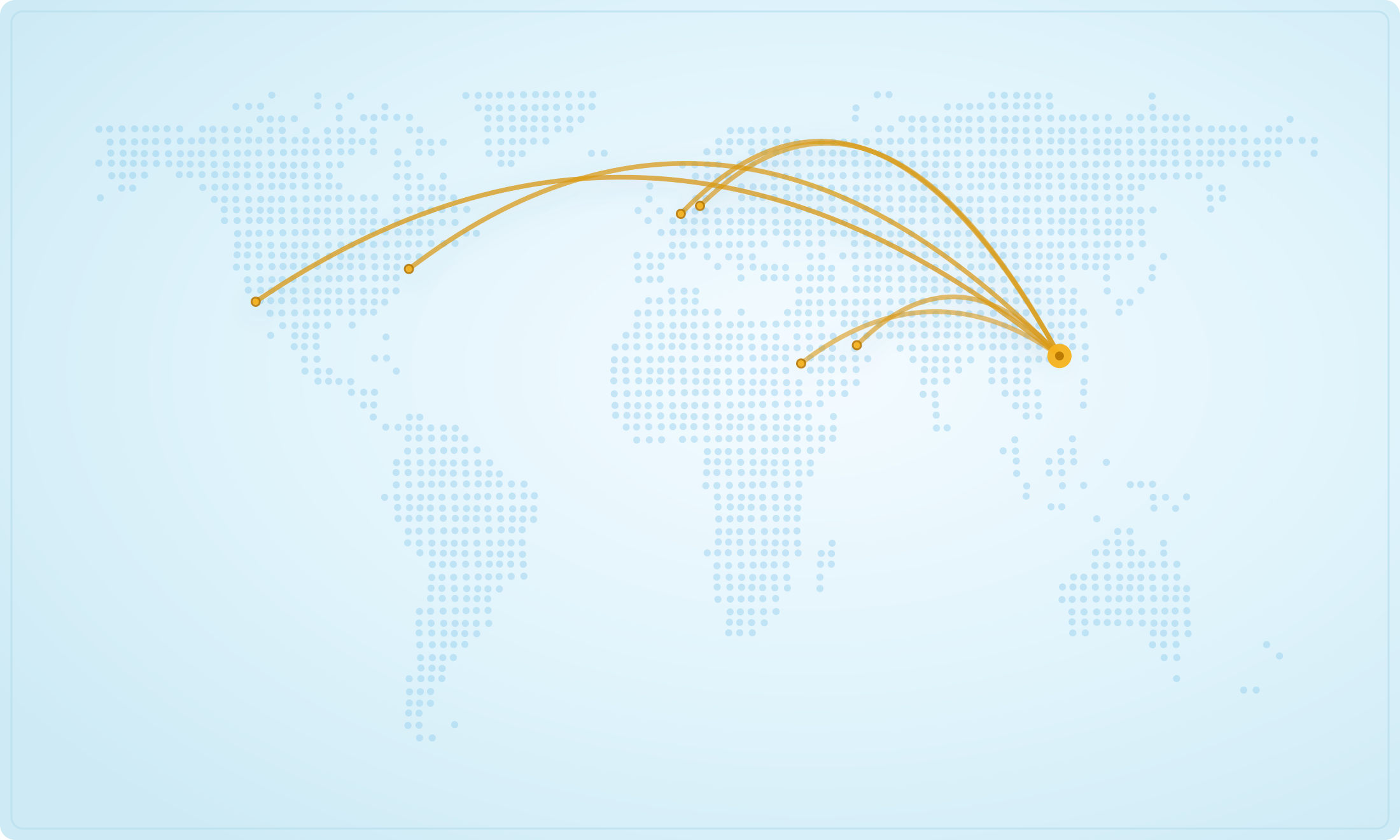 Reference-style route map from Dongguan, China to the United States, Europe and the Middle East
